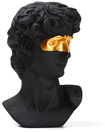 BRABUD Maschera greca David Man Busto Statua Resina Nero Oro Classico Scultura Romana Arte Moderna Casa Ufficio Studio Camera Libreria Decor Regalo da Collezione TQGJBS333