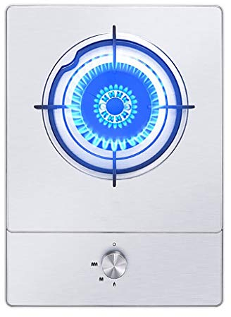 Samnuerly Quemador de Gas Placa de cocción de Hierro Fundido de 4,2 Kw Tres quemadores de Anillo Empotrado de Acero Inoxidable Plateado Cocina de Gas Horno Individual Gas Natural/propano Calor Hervir