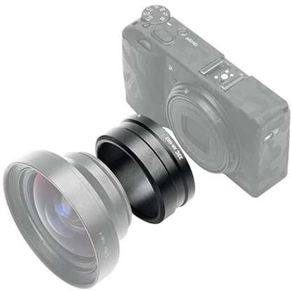 JJC Anillo adaptador de filtro de lente de metal compatible con lente de conversión ancha RICOH GW-4 a cámara GR III GR3, repuesto para adaptador de lente RICOH GA-1