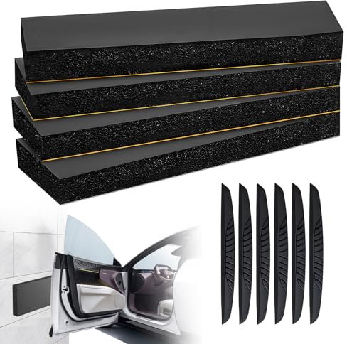 RoserRose 4 StüCk Garagen Wandschutz 30 * 10 * 3cm Und 6 StüCk AutotüR Schutz, Wandschutz Garage, AutotüR Schutz Garagenwand, AutotüR Kantenschutz FüR AutotüRen, GaragenwäNde Und Parkplatz, Schwarz
