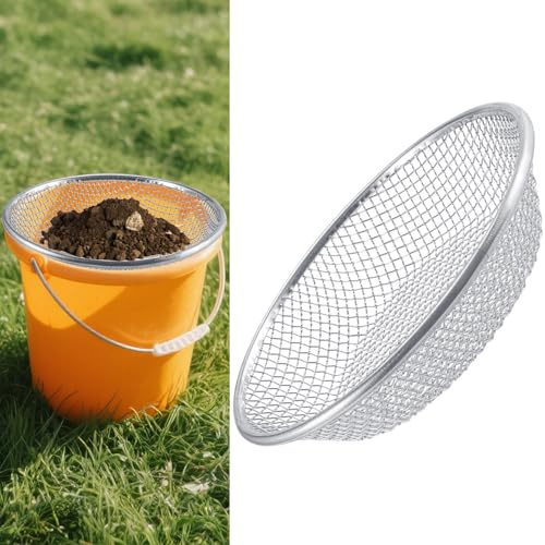 Sifter.Size 1/4 Mesh Soil Sifter Sieve - Heavy Duty Galvanized Screen for Compost, Dirt, Rocks, Gravel & Garden - Fits 5 Gallon Bucket, Rust-Resistant - Composting & Sifting Tool