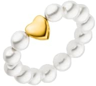 Purelei Lovely Ring – elastisk pärlring med hjärta – Ångetiet Fidget damring – mussla pärlor och rostfritt stål – storlekar S/M/L – 18K guldpläterad – handgjorda smycken, Large, Rostfritt stål, Ingen