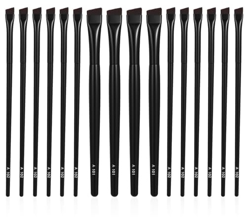 WLLHYF Lot de 16 pinceaux pour eyeliner, pinceau à sourcils et teinture, pinceau plat et fin, biseauté, ultra fin, biseauté, pinceau de maquillage pour fard à paupières, pinceau applicateur
