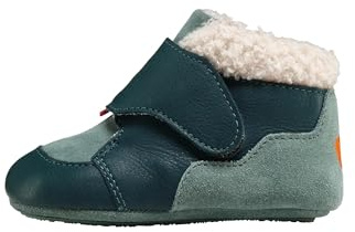 Affenzahn Scarpine per Gattonare Pelle Growy Scarpina in Pelle per Bambina e Bambino con Fodera Calda, Antiscivolo, Ideale per i Primi Passi Coniglio - Petrol