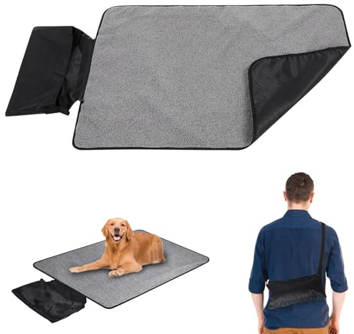 SVUPUE Hundfilt, 100 x 70 cm, vikbar husdjursmatta, vattentät hundmatta, hundkattmatta, halkfri hundstoppning, för katter, hundar, valpar, svart