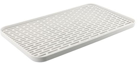 Culinavog Scolapiatti con Vassoio Antigoccia, 39 x 22,5cm Vaschetta Raccogligocce in Plastica Bianco, Scolapiatti a 2 Ripiani, Doppio Strato Staccabile per Posate, Tazze, Frutta, Vassoi per Tè e Caffè