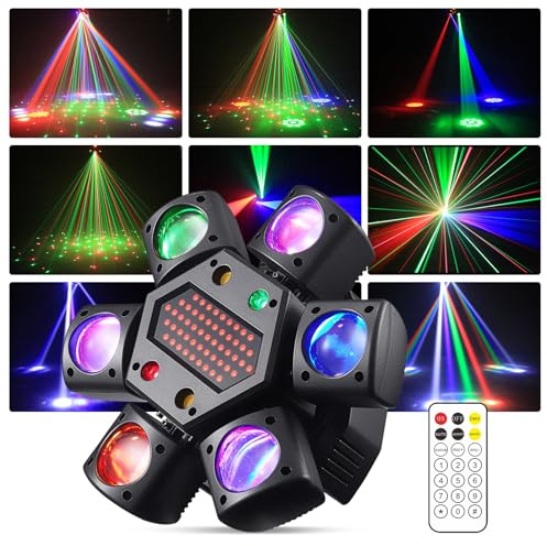 Cabeza Móvil Beam Luces de Escenario, RGB LED Beam Luz Discoteca con Control Remoto, DMX 512 Luminación de Escenario Focos de Efecto para Fiesta DJ Clubes Bar Navidad
