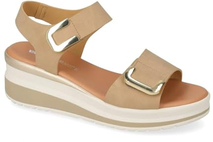 Valleverde VGI350AF, Sandalo da Donna con Zeppa e Doppia Regolazione a Strappo (Sabbia, Sistema Taglie Calzature EU, Adulto, Numero, Media, 39)