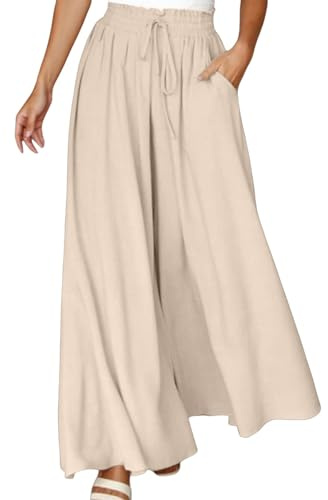 Luadnysin Pantalon Fluide Femme été décontracté léger avec Poches Elegant pour Bureau et Travail