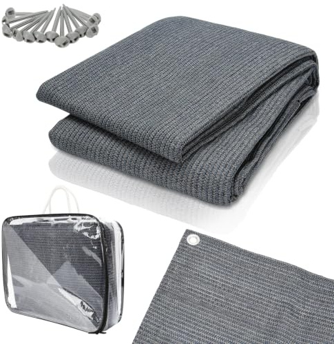 ISOISL förtältmatta campingmatta robust blågrå 250 x 300 cm | Väderbeständigt tyg, HDPE, lätt att rengöra halkfri, camping förtält husvagn, 12 metallhål, tältunderlag