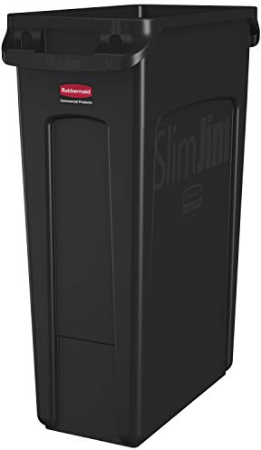 Rubbermaid Commercial Products Slim Jim Conteneur À Déchets 87 L Noir – Bac Rectangulaire Avec Canaux De Ventilation Pour Cuisine, Bureau Et Espaces Collectifs – FG354060BLA