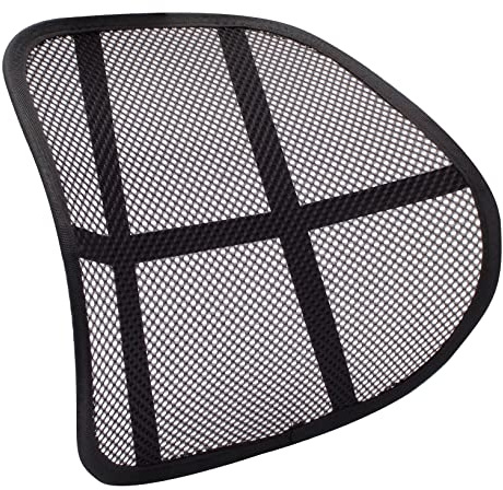 Q-Connect Ergonomische Lordosenstütze Mesh für Auto und Büro / 1 Stück/Rückenstütze Rückenkissen Lendenkissen Kissen für Bürostuhl/Linderung Rückenschmerzen/Farbe - Schwarz