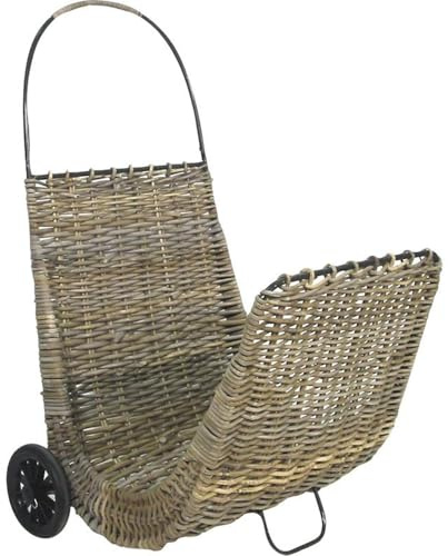 Carrito para leña con ruedas de poario gris
