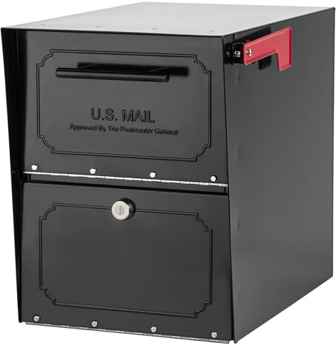 Architectural Mailboxes 6200B-10 Oasis Classic Locking Post Mount Parcel Mailbox with High Security Reinforced Lock,Black,18.00 x 15.00 x 11.50 inches