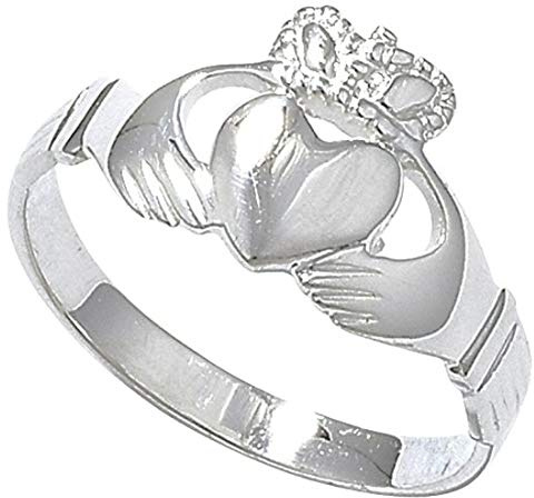 Classic Irish Celtic Claddagh Band Ring With Cut-Out Heart - 925 Sterling Silver - Irish Celtic Jewellery – Size R