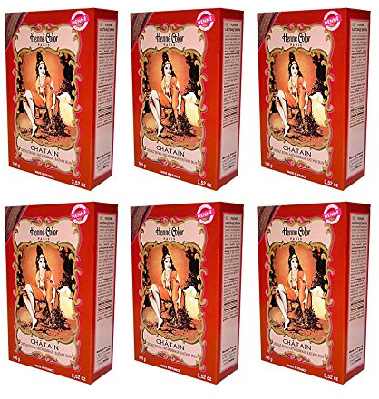 6 X 100g Henna Color Naturhaarfärbemittel Pulver Farbe Öko Kastanienbraun - 6Stück