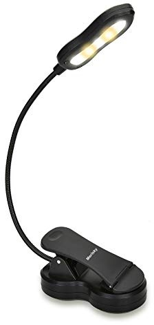 Merisky Rechargeable Book Light: Clip on LED Book Light for Reading in Bed - Adjustable 3 Color 3 Brightness - 60 Hours Eye Care Reading Lamp-Lightweight & Portable for Bed &Travel (Black)