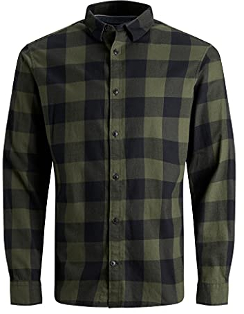 JACK&JONES Hemd Slim Fit Business Shirt Weiches Langarm Twill Oberteil aus Baumwolle JJEGINGHAM