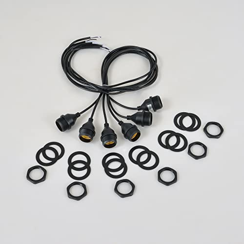 Light Socket with Cord Outdoor Light Socket Wire with E26/E27 Socket Light Bulb Socket with Cord Temporary Construction Lighting Waterproof Socket (6 Pack) 3Foot 20Awg MA6009