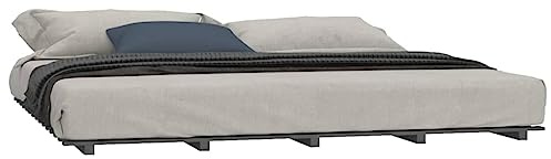 vidaXL Bed Frame, Bed Base for Double Bed, Mattress Foundation for Bedroom Home Guest Room, Bedstead, Grey 180x200 cm Super King Solid Wood Pine