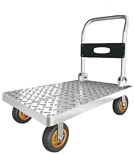 MNB Chariot à Plate-Forme Robuste avec Tapis en Caoutchouc Et Roues en Caoutchouc TPR, Chariot en Acier d'une Capacité De 150 Kg, Chariot à Plateau avec Plateau De 60 * 38(Size:60 * 38,Color:A)