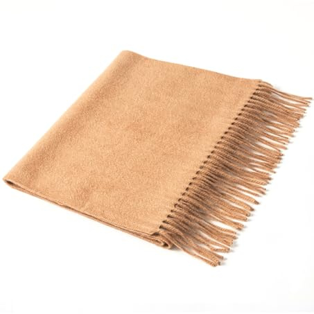 Villand Pure 100% Cashmere Scarf with Fringed Edges, Ultra Soft Large Cashmere Shawl Wrap for Women and Men (Camel)