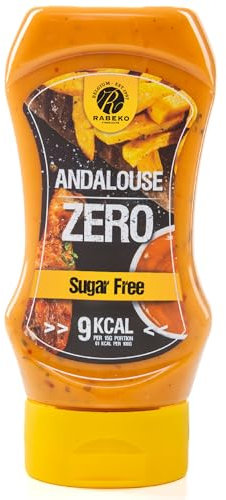 Rabeko Zero Sauce - Andalousinen Style, 1 x 350ml ohne Zucker & wenig Fett - gesunde Low Carb Produkte kalorienreduziert fettreduziert für Salat, Pommes Frites, Burger, Grill - Gluten und Laktosefrei