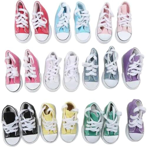 Generic 10 Paar Canvas Schuhe Mini Schuhe Klassische Klassische Kleine Leinwandschuhe Stoff Schuhe Anti Slip Puppenschuhe Fingerspielzeug Für Kinder