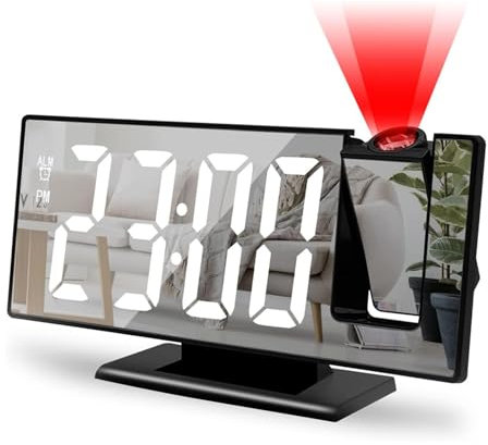 Ceiling Clock Projector for Bedroom, Multipurpose Clock Ceiling Projection with 8-Inch LED Screen, off Makeup, Silent Projection Alarm Clock for Bedroom, Home, Living Room