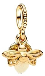 Feitery Luciole Dorée Charms Faune et Perles pour Femme Charm Compatible avec les Bracelets et Colliers Pandora