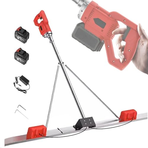 Kit vibrante per massetto in calcestruzzo da 6000 mAh, strumento di finitura per calcestruzzo, righello raschiatore elettrico per vibratore per calcestruzzo bagnato da 1,5 m/1,8 m/2 m, 2 batterie,1.8m