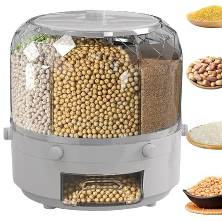 Setauoo Rotierender Lebensmittelspender – Reis-Aufbewahrungsbehälter mit großem Fassungsvermögen, runder Körnungstank, drehbarer Küchen-Lebensmittelspender zum Organisieren von Linsen