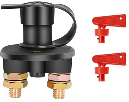 Zythrem Batterie Trennschalter 12V/24V Batterieschalter Hauptschalter Batteriehauptschalter Natoknochen mit 2 pcs Schlüsseln für Pkw Wohnmobile Lkw Schiffe Yachten