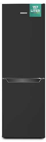 Heinrich´s Kühlgefrierkombination mit 157 L Gesamtvolumen, 109 L Kühlvolumen 48 L Gefriervolumen, LED Beleuchtung, Türanschlag wechselbar, verstellbare Füße, leise 39 dB, große Tiefkühlboxen, schwarz