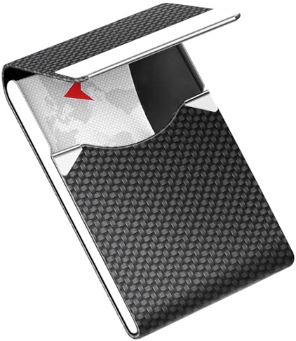 Visitkortshållare, metall visitkortsfodral ficka, korthållare för kvinnor och män, professionella PU-läder visitkortshållare RFID-blockerande namnkorthållare fodral med magnetiskt lås, Svart,