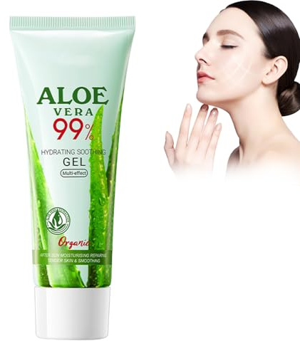 Eazerom 24 de Gel de Aloe Vera,50g para Rostro,Cuerpo,Cabello,Quemaduras Solares,Post-Solar,Cicatrices,Calmante & Hidratante,Crema Hidratante de Aloe Vera para Hidratar y Suavizar la Piel