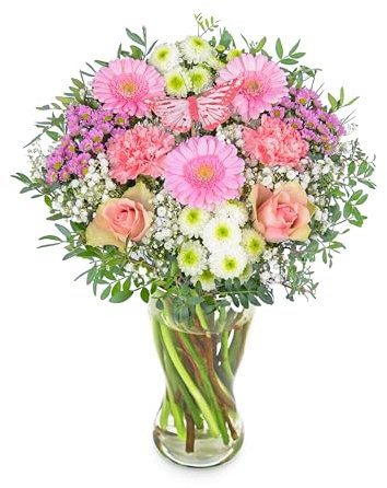 Luxury Pink Flower Bouquet – Striking Arrangement with Chrysanthemums, Germinis, La Belle Roses and Carnations – A Beautiful Statement Piece for Celebrating Life’s Special Moments