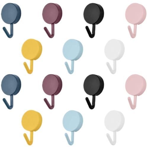 CATOR 14 Piezas Gancho De Pared Adhesivo, Pequeños Ganchos De Pared Coloridos Sin Taladros Ni Clavos, Para Colgar Baño, Cocina, Techo, Colgar, Pared, Puerta, Albornoces, Toallero