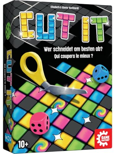 Game Factory 646063 Cut it Jeu de dés innovant pour Couper des dés et des Puzzles, Jeu Familial Intelligent pour 1 à 4 Personnes, à partir de 10 Ans