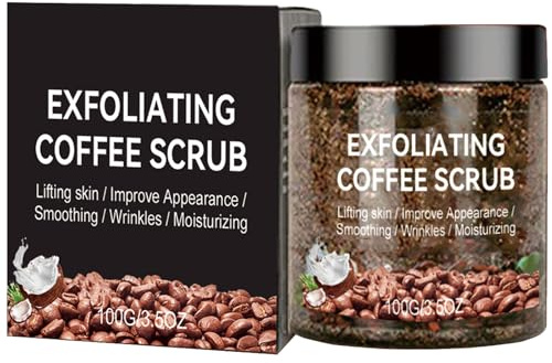 Mnozreo Exfoliante de Café Natural Corporal Orgánico,Elimina la Piel Muerta,100G,1PC,Crema Exfoliante para la Piel Reafirmante Iluminador Hidratante