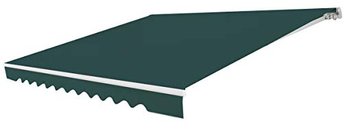 GOPLUS Toldo Retráctil Exterior, Toldos Terraza de Lona Impermeable con Manivela Manual y Ángulo Ajustable 40°-100°, Protección UV, Estructura Aluminio para Balcón Terraza Ventana (400x250 cm,Verde)