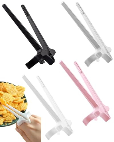 JUKOTA 4 Pezzi Distributore di Snack, Bacchette, Bacchette per Dita per Giocatori, Pinze in Plastica per Snack da Giocatore Morsetti, Bastoncini ausiliari pigri(Multicolore)