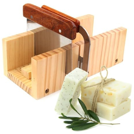 Set de corte de jabón: molde de madera ajustable, pan múltiple | Herramientas de fabricación de bricolaje con cepillo de corte ondulado y recto, kit de duradero para jabones artesanales hechos a