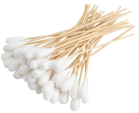 GZRXIOUS 100 Pezzi Tamponi di Cotone Lunghi,Tamponi in Cotone con Manici in Legno,Bastoncini con Cotone, con Grandi Palline di Cotone per Pulizia,Cosmetologia,Strumento Cosmetico, 20cm