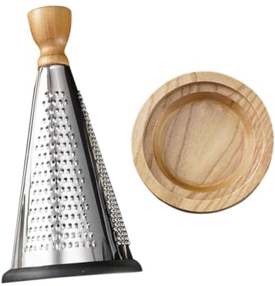 OSOLADY Multipurpose Kitchen Cheese Grater with Wood Handle Stainless Steel Food Shredder for Home and Restaurant Use Lightweight Portable Essential