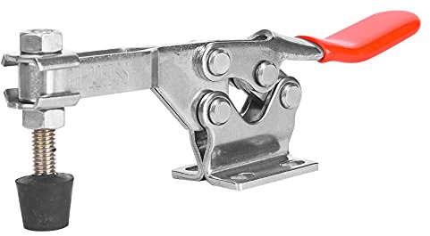 Marhynchus Abrazadera de Palanca Abrazadera Horizontal Acero Inoxidable 304 Resistente Capacidad de Sujeción de 280 Kg con Barra de Sujeción de Goma para Accesorios de Soldadura y Banco de Trabajo