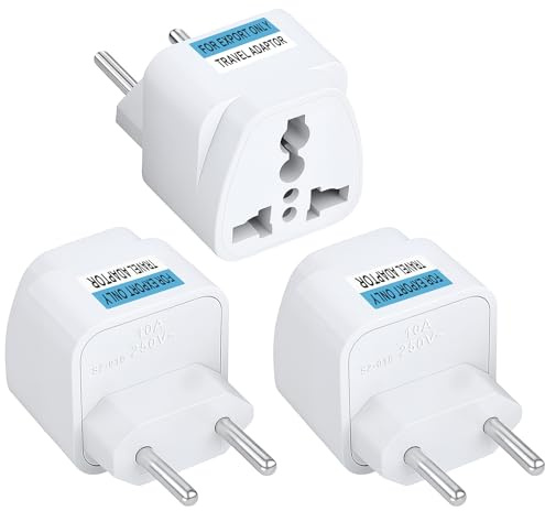3 Pièces Adaptateur Prise Universelle, 10A Adaptateur Voyage Prise, Chargeur AC Détachable Electrique Euro EU Plug Tête de Canard Chargeur, Blanc