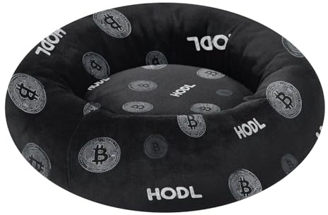 Bitcoin-skylt HODL svart husdjur kattbädd avtagbar och tvättbar fluffigare ortopedisk hundbädd för extra små husdjurstillbehör