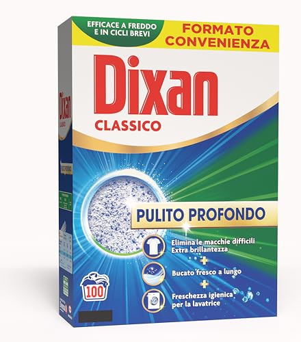 Dixan Detersivo Lavatrice Polvere Classico, con tecnologia Pulito Profondo, confezione singola formato da 100 lavaggi