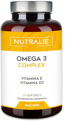 Omega 3 Cápsulas 2000mg - EPA y DHA 1257mg - Vit D y E - Aceite de Pescado - 60 Softgels Fish Oil Omega 3 Nutralie